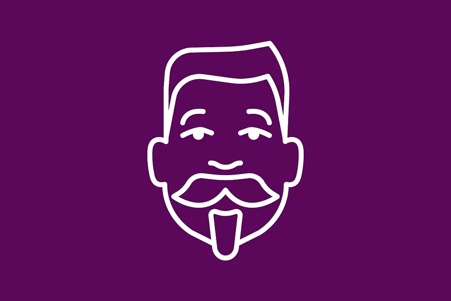 The white FES icon shows the head of Friedrich Ebert on the purple background color