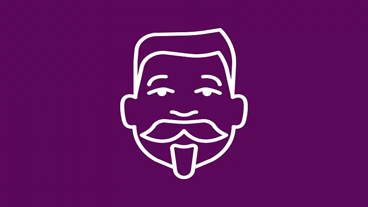 The white FES icon shows the head of Friedrich Ebert on the purple background color